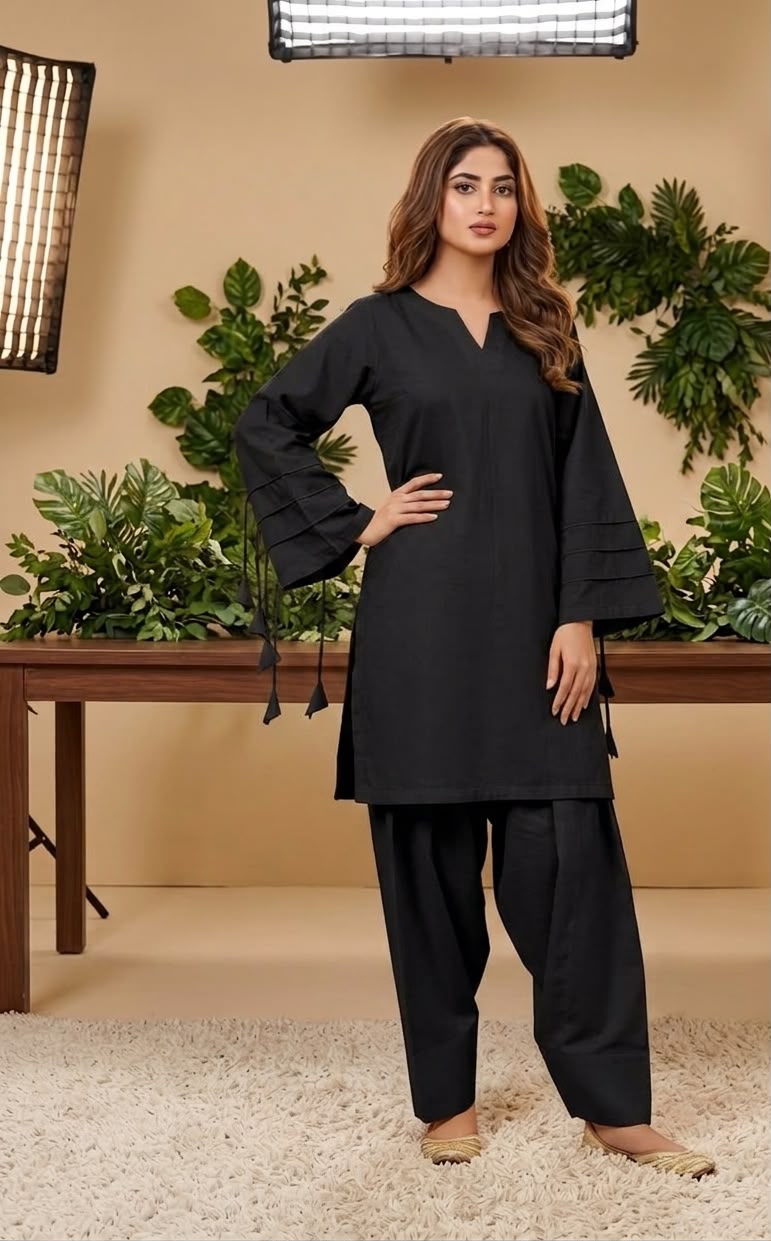 Black Lawn Co-Ord Set ICS-1180