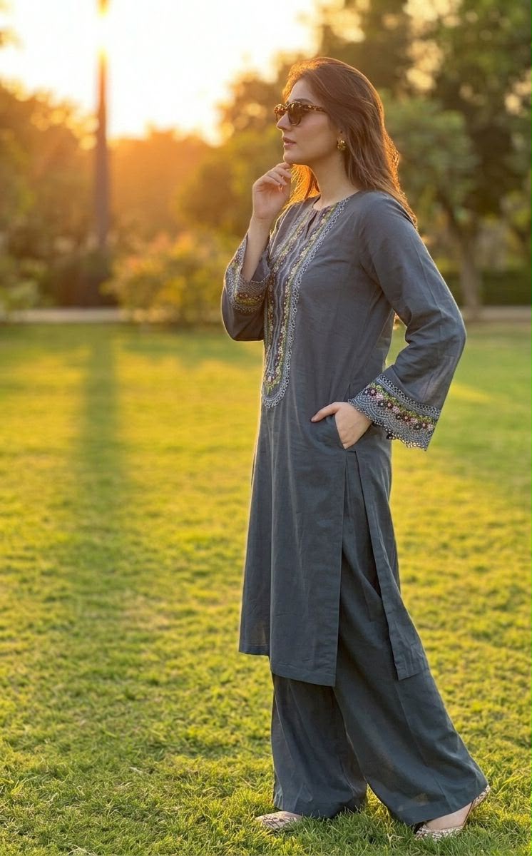 Lawn Co-Ord Set – Elegant Embroidered 2-Piece ICS-1188 - Image 2