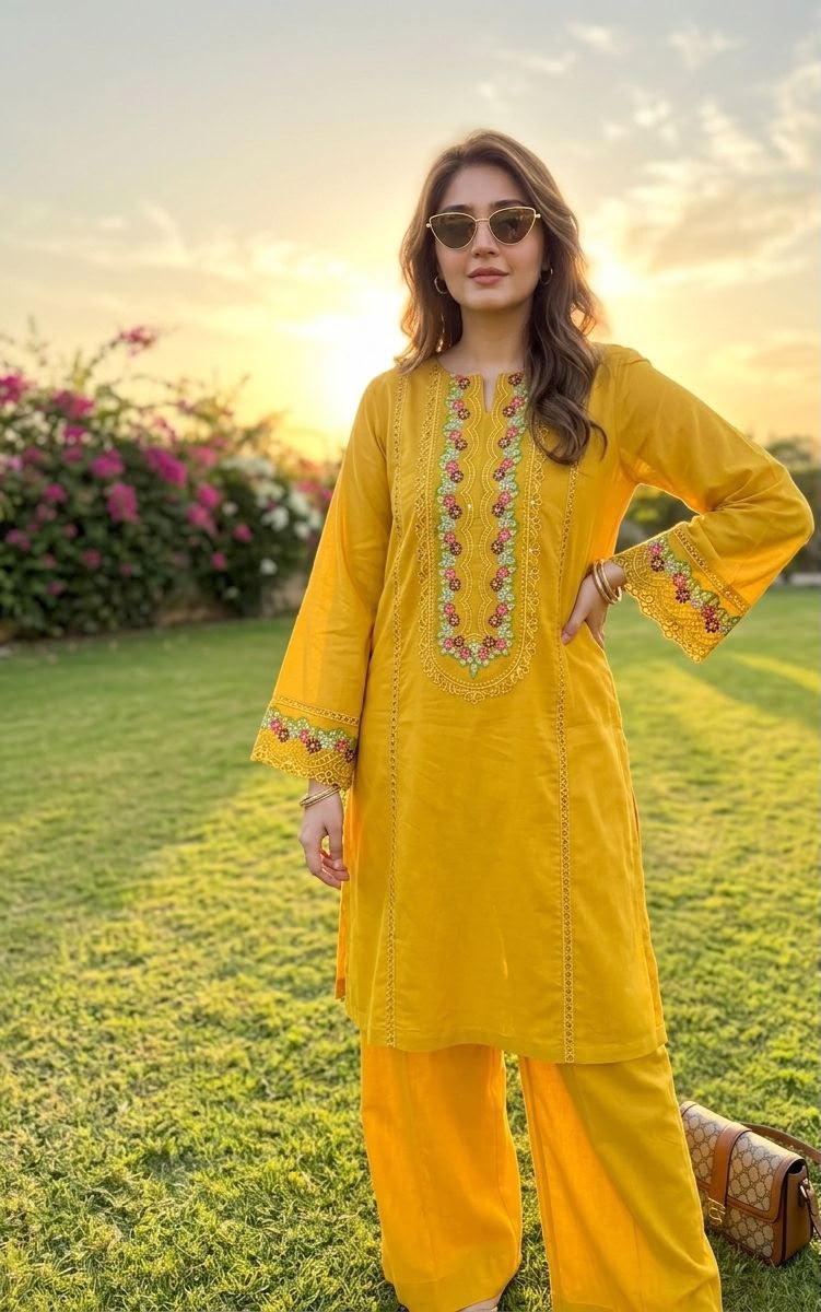 Lawn Co-Ord Set – Elegant Embroidered 2-Piece ICS-1189