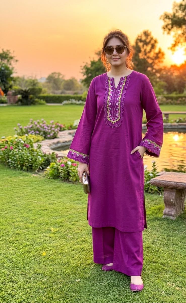 Lawn Co-Ord Set – Elegant Embroidered 2-Piece ICS-1184