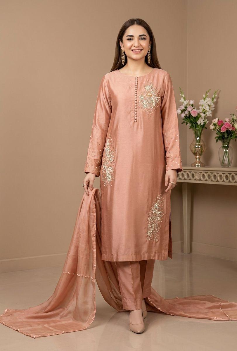 Sheesha Silk Embroidered 3-Piece Suit ICS-1192