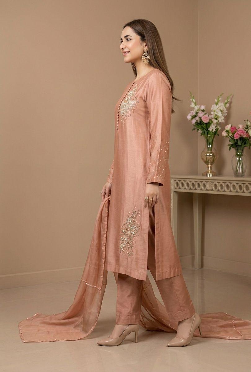 Sheesha Silk Embroidered 3-Piece Suit ICS-1192 - Image 2