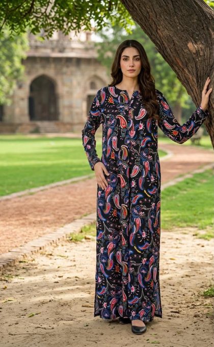 Printed Linen Kaftan ICS-1194
