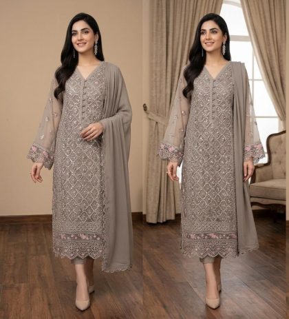 Embroidered Chiffon 3-Piece Suit ICS-1198