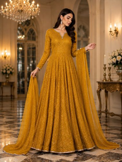Chiffon Silk Stone-Embellished Maxi SHZ-114
