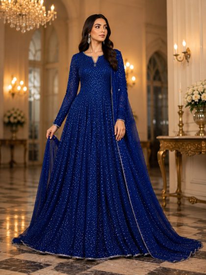 Chiffon Silk Stone-Embellished Maxi SHZ-111