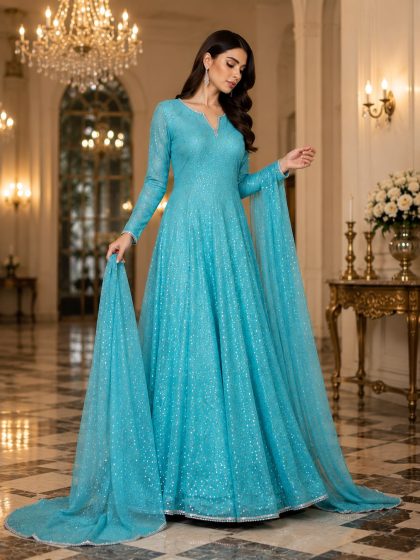 Chiffon Silk Stone-Embellished Maxi SHZ-109