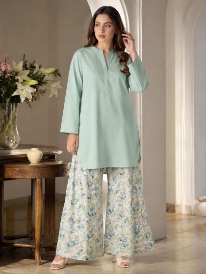 Solid Cotton Shirt with Printed Cotton Plazzo GHZ-519