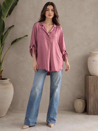 Crinkle Silk Loose-Fit Shirt GHZ-527