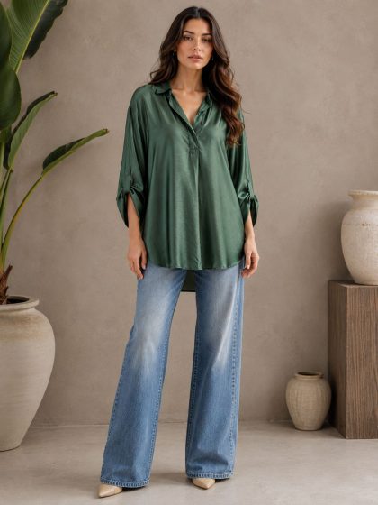 Crinkle Silk Loose-Fit Shirt GHZ-528