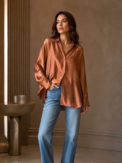 Crinkle Silk Loose-Fit Shirt GHZ-529