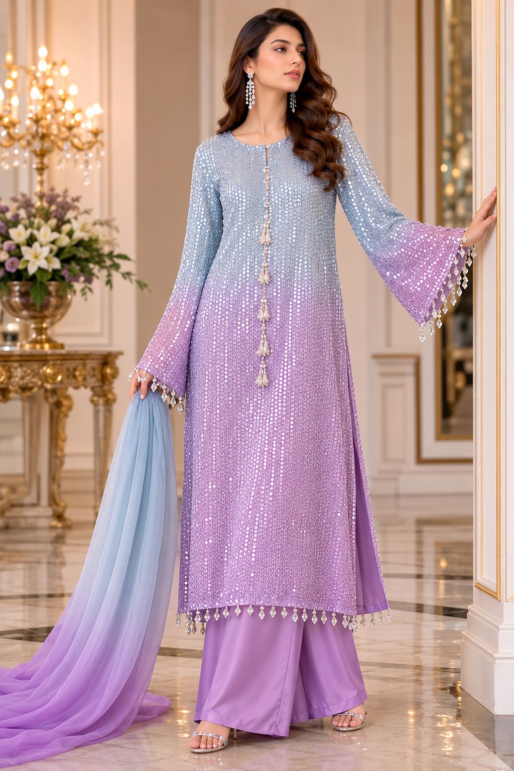 Luxury Chiffon Sequince Ensemble SHZ-115