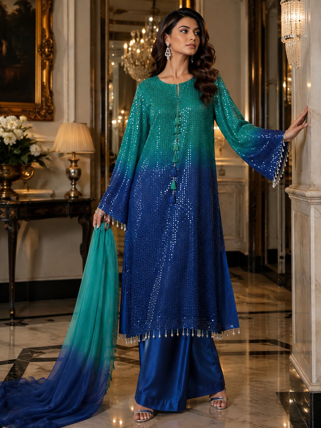 Luxury Chiffon Sequince Ensemble SHZ-116