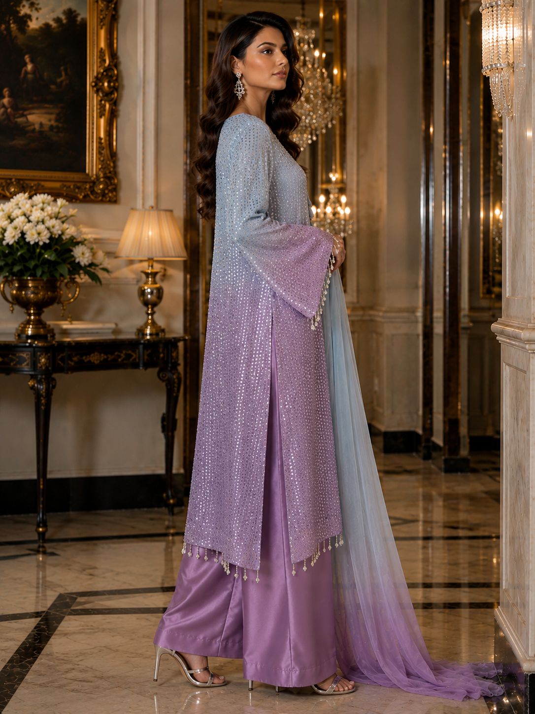Luxury Chiffon Sequince Ensemble SHZ-115 - Image 2