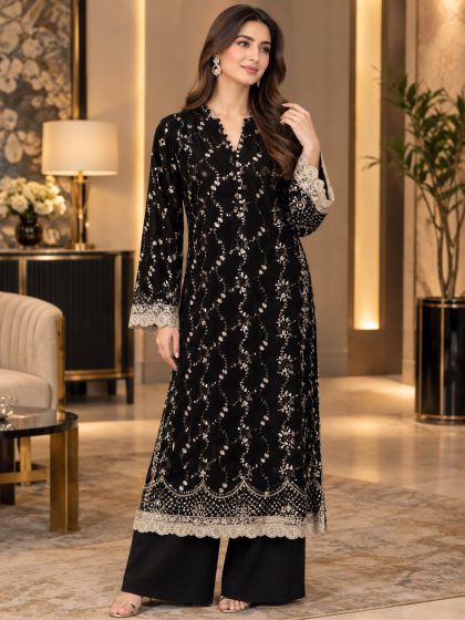 Embroidered Velvet Dress SHZ-116
