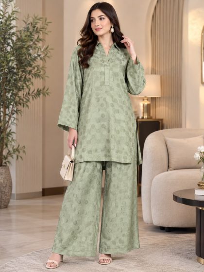 Olive Green Velvet Coord Set GHZ-540