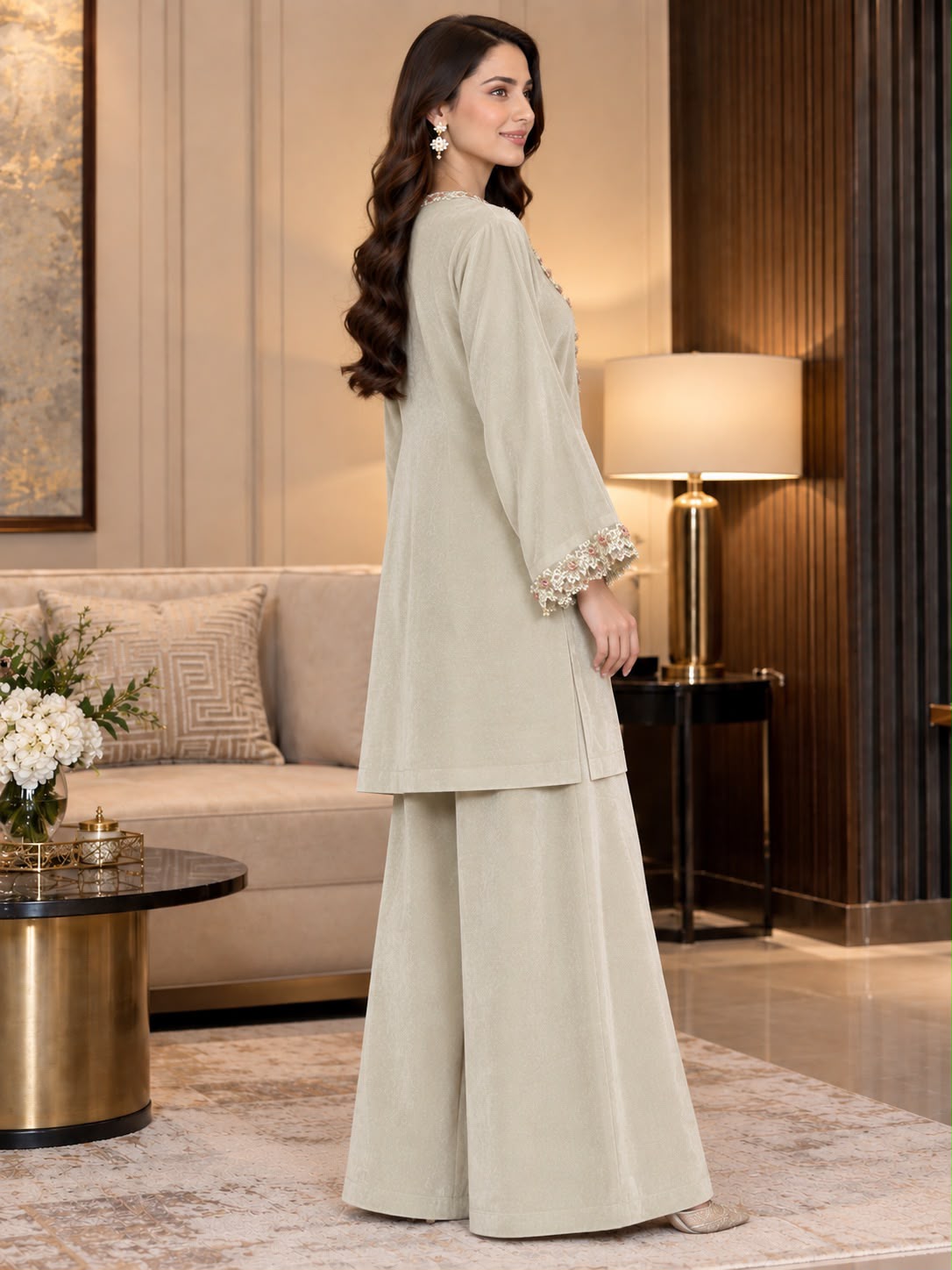 Velvet Embroidered Coord Set GHZ-546 - Image 2